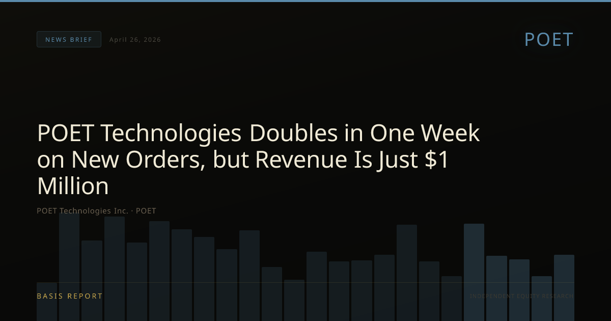 POET Technologies Inc. (POET) — stock analysis